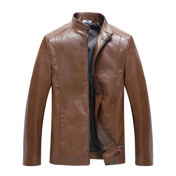 

stand collar mens faux leather jackets, Black