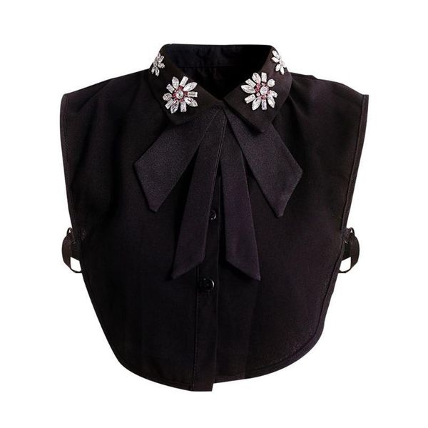 

imitation diamond beads lapel fake collar black bowtie necklace choker buttons y5gc imitation qylyau, White