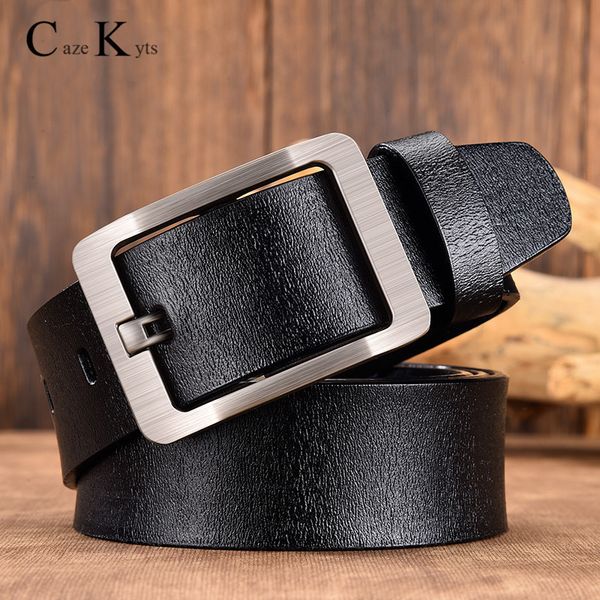 

caze kyts men belt fashion retro cowhide belts for men alloy black pin buckle men's jeans wild business belt new 201120, Black;brown