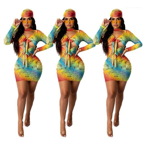 

designer female autumn new loose high waist casual slim dress ladies color pattern dress fashion trend v-neck long sleeve short skirts, Black;gray