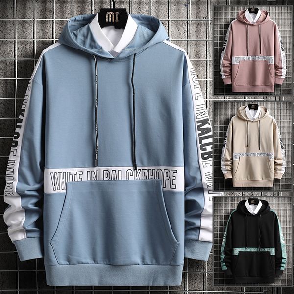 

spring autumn fashion men's hoodies high street loose men clothing sweatshirts casual print letter pullover hoodie kg-135, Black
