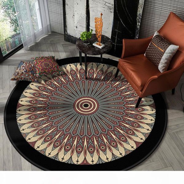 

round carpet mandala carpet rug bedroom bedside crystal velvet printed mat computer chair non-slip floor area rug home decor
