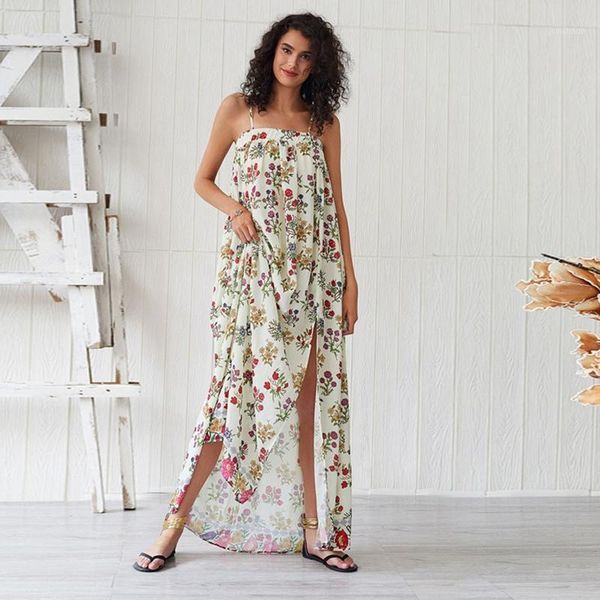 

casual dresses floral print dress camisole beach women's holiday backless long maxi1, Black;gray