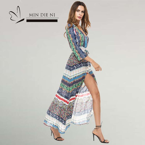 

floral bohemian style skirt beach cover long sleeve dress, Black;gray