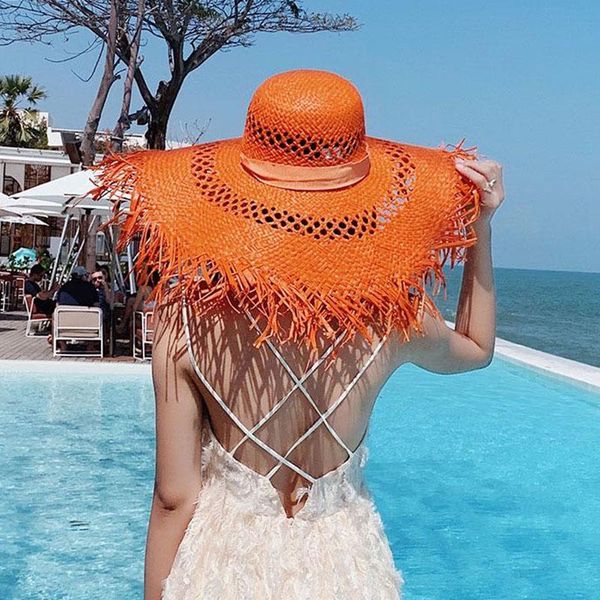 

new fashion ladies oversized beach hats colorful summer sun hat for women big brim holiday uv floppy hat foldable dropshipping, Blue;gray