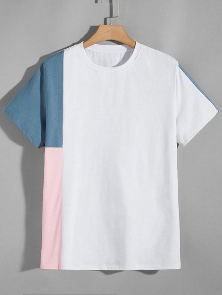 

men color-block short sleeve tee r53n#, White;black