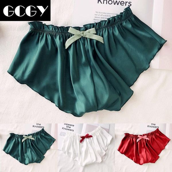 

women's panties gcgy silk satin flowers floral lace pajamas underwear women shorts s-xxxl lingerie, Black;pink