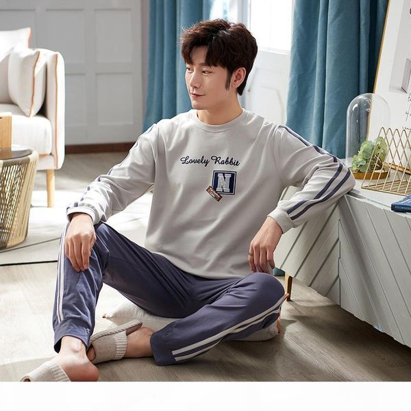 

winter sleepwear set for women cotton casual round neck men pajamas simple letter pattern male home suit large size loose pyjama, Black;brown
