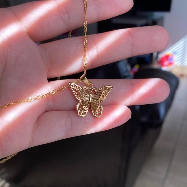 

harajuku butterfly necklace for women lover gold silver color neck chain female pendant necklace fashion christmas jewelry bff