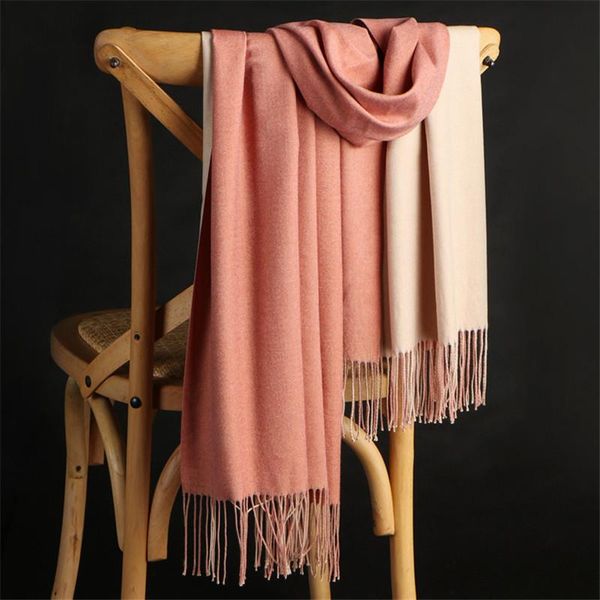 

scarves double sides long tassels women thicken wraps shawls winter warm solid cashmere, Blue;gray