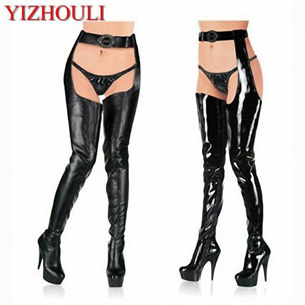 

6 inch plus size shoes waist-length boots ultra high heels shoes 15cm thigh high boots and the waist1, Black