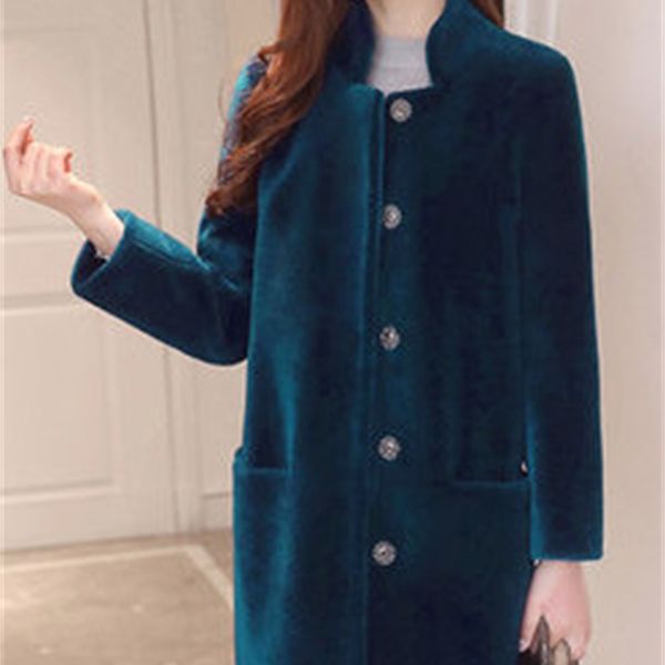 

2021 new faux coat mulheres inverno cordeiro peles jaquetas moda gola casacos de pele rosa feminino grosso quente casaco wxf46 j5dk, Black