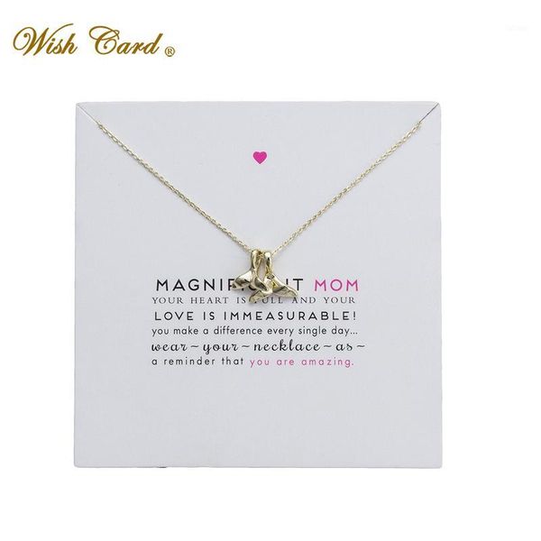 

wish card mom whale tail gold chian necklace copper pendant jewelry mother day present gift memory friend necklace ey60101, Silver