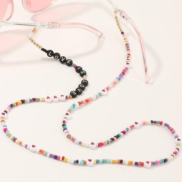 

chains 1pc multicolor glass beaded eyeglass chain non-slip sunglasses reading glasses strap eyewear cord women's accessories, Silver