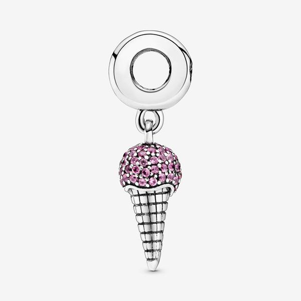 

2020 spring new 925 sterling silver beads pave setting ice cream cone charms fit original european bracelets women diy jewelry, Black