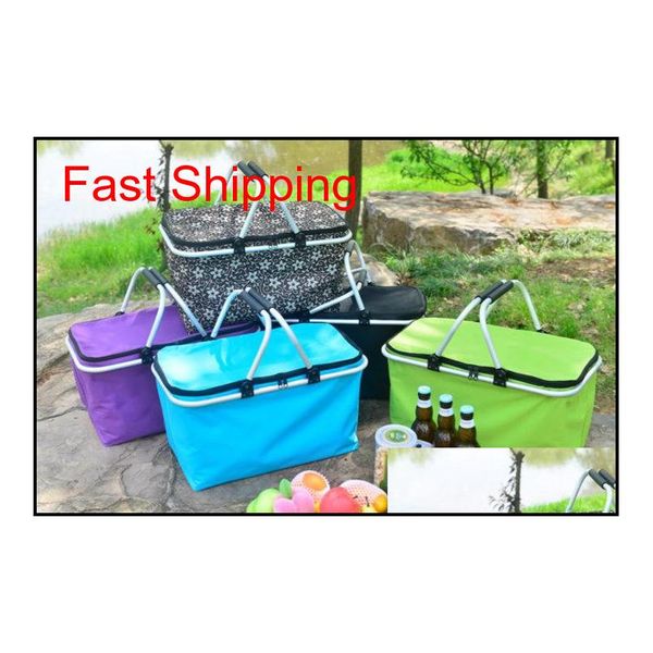 Складная корзина для пикника складной кулер для пикника в 5 цветах Изолированная сумка для пикника для отдыха на открытом воздухе.
