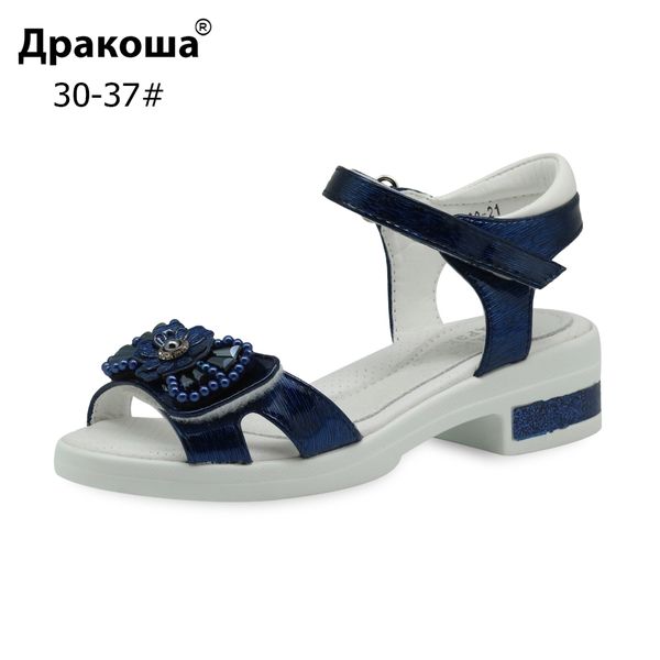 

apakowa eur 30-37 fashion girls sandals summer pu leather orthopedic children's shoes with bowknot pearl for beach party new q0112, Black;red