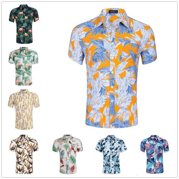 

2019 новая летняя мода мужская рубашка slim fit с коротким рукавом флористическая рубашка мужская одежда trend mens вскользь цветочные рубаш, White;black
