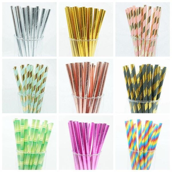 

50pcs drinking paper straws gold silver straw its a boy girl pink blue baby shower decoration gift party event supplies1