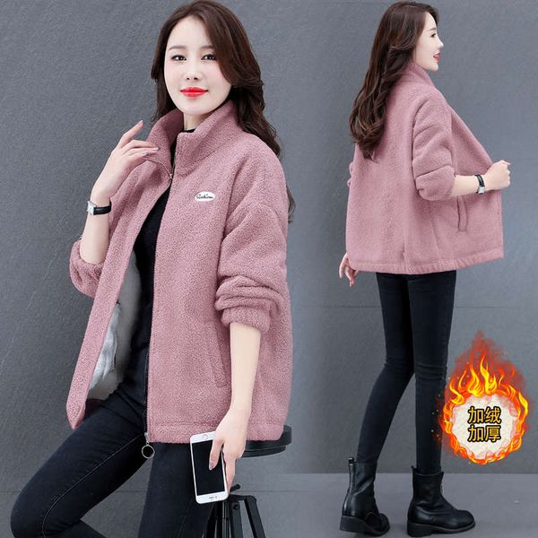 

lambskin coat women's new loose sweater in autumn and winter 2020, Black