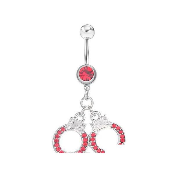 

d0018-4 ( 3 colors ) handcuffs style navel belly ring 20 pcs clear color stone drop shipping body jewelry piercing iu2ev, Silver