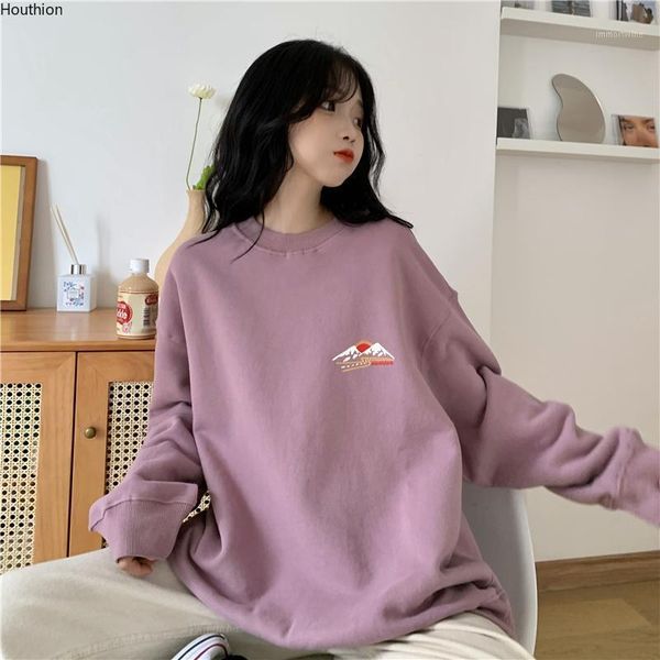 

houthion women sweater new fashion casual temperament spring and autumn plus velvet printing round neck long sleeve pullovers1, White;black