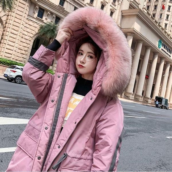 

heydress 2019 women winter warm down jacket cotton-padded parkas lady korean wear pocket thick coat female harajuku outwear1, Black