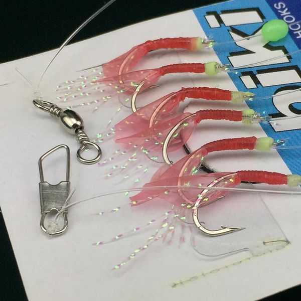 

6pcs/set jigging fishhook assist hook boat jig fishing feather roped hook overweight hook fishing accessory tool wmtfol