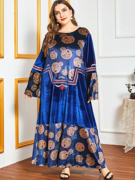 

vintage ethnic velvet embroidery maxi dress for women winter 2020 long sleeve plus size arabic muslim clothes blue fall1, Black;gray
