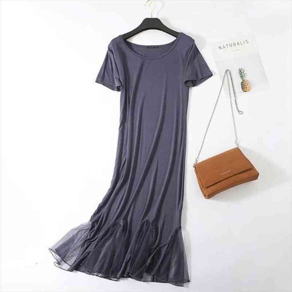 

summer night wear dress women nightgowns short sleeve cotton sleepwear nightdress ladies bottom dresses mesh long shirt, Black;red