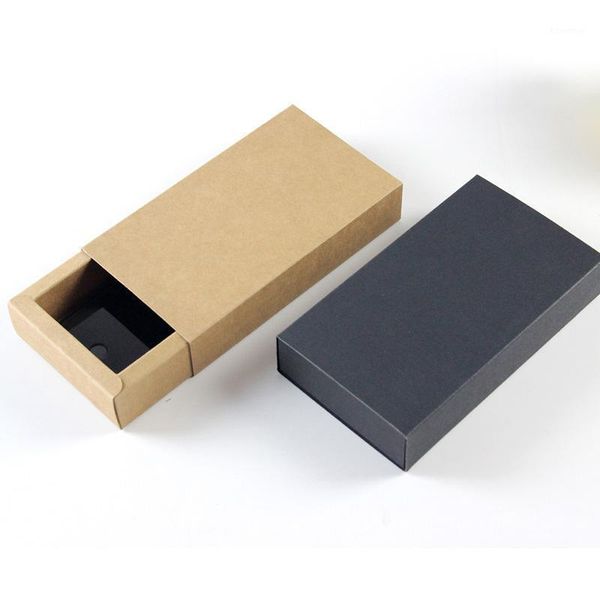 

14*7*3cm black brown drawer shaped gift boxes kraft paper cardboard packaging box for bow tie accessories1