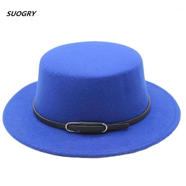 

suogry wool winter spring child felt fedora hat for gir flat dome oval bowler panama porkpie sun hat1, Blue;gray