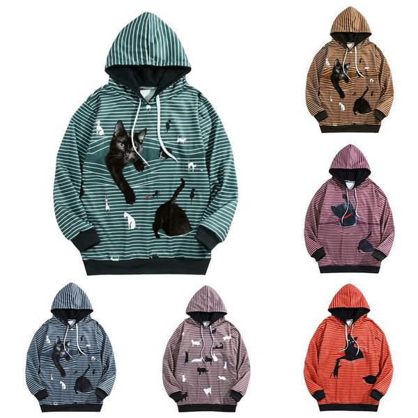 

cat printed hoodie men streetwear 3d hoodies anime 3d printed sweatshirt hooded animal mens clothing casual sweatshirts man new, Black
