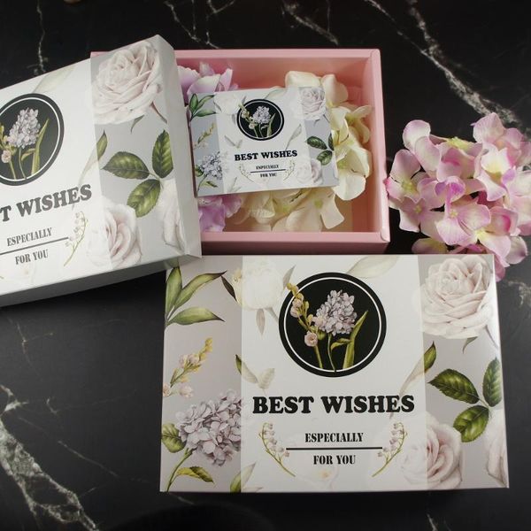 

21*14*5cm 5pcs white rose flower cookie mooncake gift paper box and bag macaron chocolate sweet candy storage boxes
