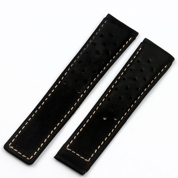 

22mm black brown genuine leather watchband for fit tag heuer watch strap monaco wristband bracelet folding buckle