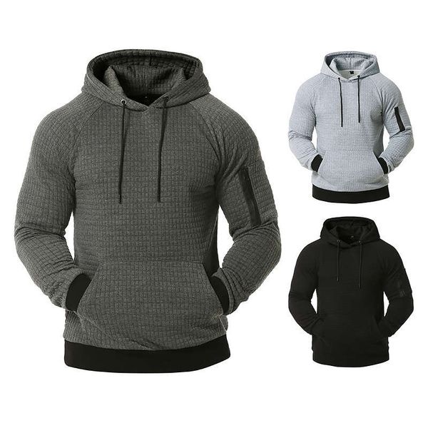

2020 new cut out men's silk wool sports casual hooded sweater coat, Gray