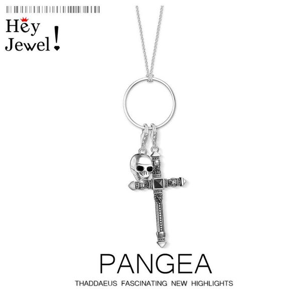 

chains charm necklace skull & cross,2021 spring fashion vintage rebel jewelry europe 925 sterling silver bijoux gift for women men