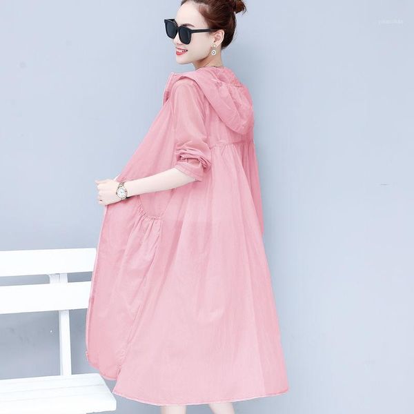 

plus size 3xl summer thin long trench coat for women sun protection clothes hooded trench coats chaqueta mujer outerwear c61391, Tan;black