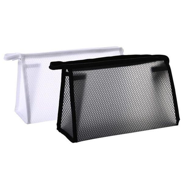 

cosmetic bags & cases 2pcs mesh clear bag zipper makeup for women washing solid travel organizer black toiletry drop