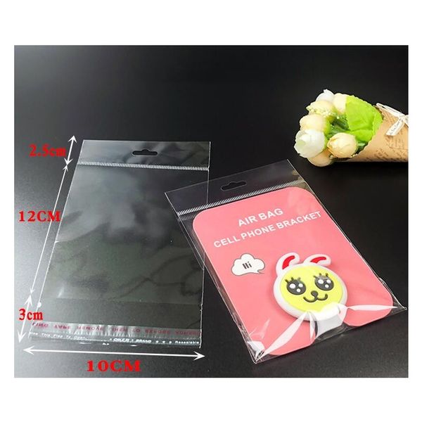 

100pcs transparent self adhesive bag with hole mobile phone case packing bag opp plastic gift pouch f bbybpk