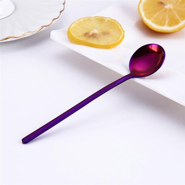

aihogard 13cm round stainless steel coffee spoon with long handle dessert ice fruit spoon teaspoons kitchen accessories h sqcoql