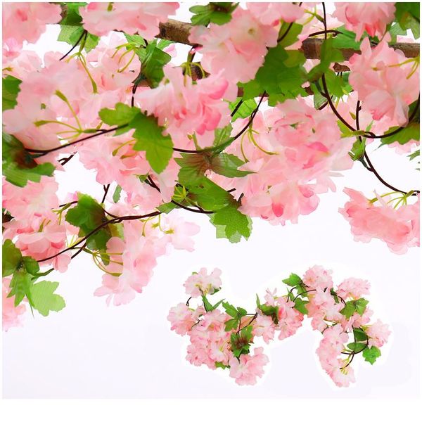 

18 heads 220m long artificial cherry blossoms flower fake string vine artificials garland flowers wedding party home de bbypxm