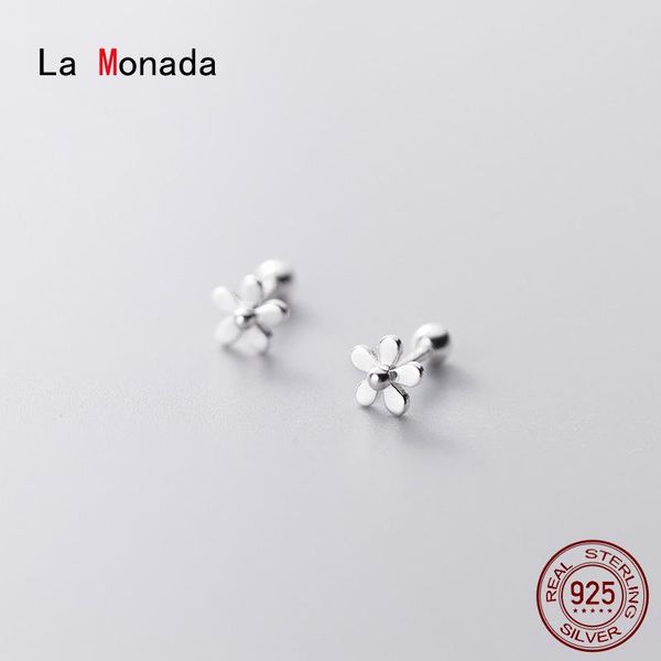 

la monada flower earings studs 925 sterling silver fine jewelry minimalist beautiful stud earrings for women silver 925 korean, Golden;silver