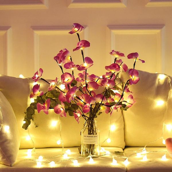 

led simulation flower fairy string lights fake flower branch christmas wreath wedding valentine's day event party decoration q bbyenm