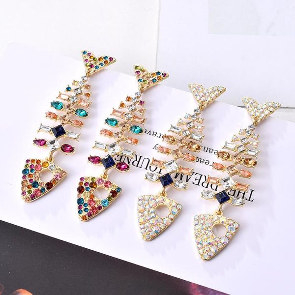 

ztech new fish shape korean shiny crystal drop earrings for women fashion rhinestone boucle d'oreille party jeweley gift, Silver