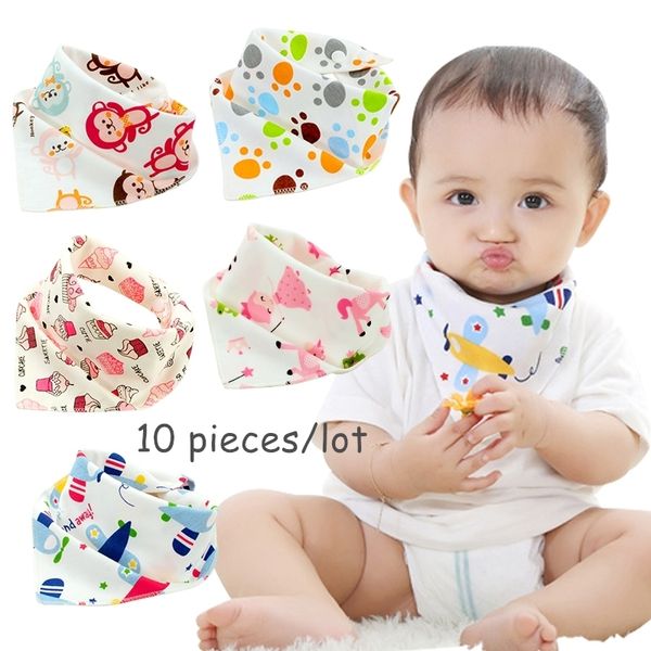 10 шт. / Лот Хлопок Новый Baby Babador Bandana Bibs для младенцев Шарф Мальчики Девочки Детские нагрудники Bib Buarp Skests LJ201023