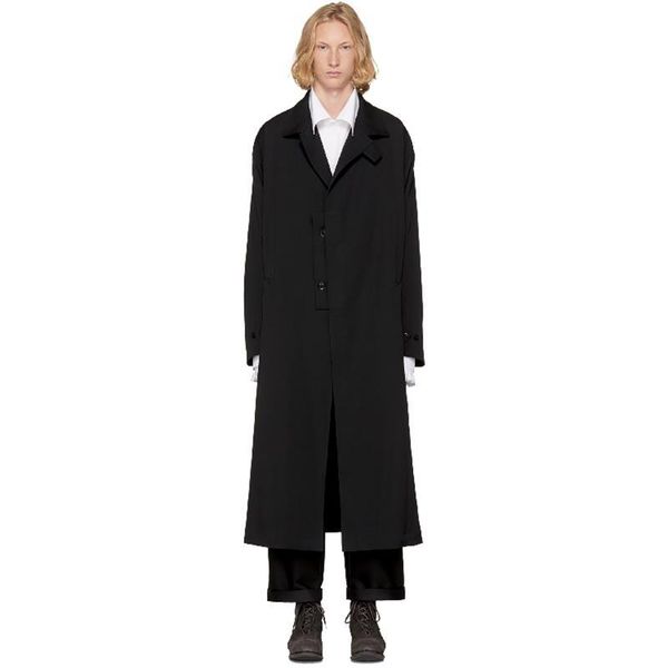 

men's windbreaker mid-length loose-fitting single-breasted autumn and winter, Tan;black