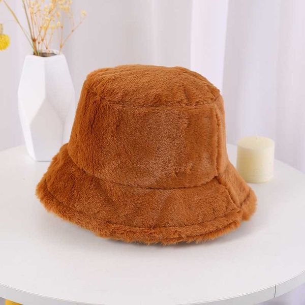 

wide brim hats personality wild plush fisherman hat winter outdoor warm fashion tie-dye rainbow net red the same color basin, Blue;gray