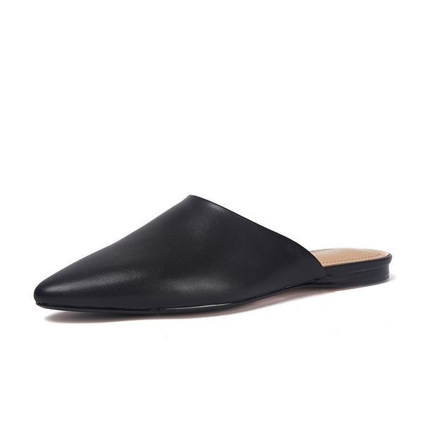 

2021 new primavera vero e chinelos cabealho nvel kraft pequena ponta plana sandlias de moda ao ar livre sapatos planos kvrw, Black