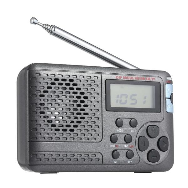 

portable radio am/fm/sw pocket radio with lcd screen multi-band digital stereo dsp receiver built-in speaker and antenna